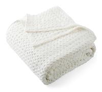 Carriediosa 100% Cotton Waffle Weave Blanket 400GSM Breathable Thermal Blankets for Bed Couch Sofa Soft and Cozy Throws for All Season Home Decor, 50"X 60" White