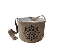 Carrier Bag for Singing Bowl Canvas Crystal Bowl Bag Portable Singing Carry Cases Yoga Sound Bowls Handheld Bucket Meditation Musical Parts(Khaki 11-12 Inches)