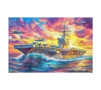 Carrier Sunset Jets Bright Sky Waves 1000-piece Jigsaw Puzzle Bundle Family Puzzle Lovers Brain Training Mindful Activity Spring Creativity & Gift Giving 1000 PCS