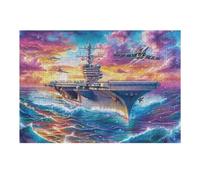 Carrier Sunset Jets Vivid Clouds Waves 300 Pc Classic Jigsaw Puzzle Puzzle for Adults Hard Challenging Hobby Home Decor Poster Sturdy Creativity & Gift Giving 300 PCS