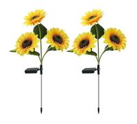 Carriere 2 Pack Sunflower Solar LED Light Outdoor Waterproof Yellow Plastic Rustic Path Garden Decoration Easy Install