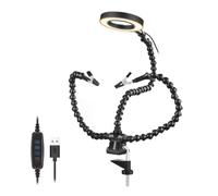 Carriere Tabletop Clamp Base Helping Hands Soldering Third Hand Tool with 3X LED Illuminated Magnifying Glass PCB Board Holder-A