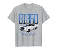 Carroll Shelby Auto White and Blue G.T.350 T-Shirt, Men, Heather Grey, Small