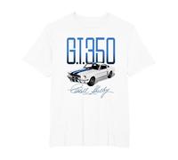 Carroll Shelby Auto White and Blue G.T.350 T-Shirt, Men's Big and Tall, White, 6X Tall