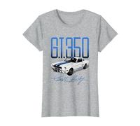 Carroll Shelby Auto White and Blue G.T.350 T-Shirt, Women, Heather Grey, Large