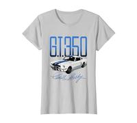 Carroll Shelby Auto White and Blue G.T.350 T-Shirt, Women, Silver Grey, Medium