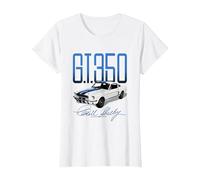 Carroll Shelby Auto White and Blue G.T.350 T-Shirt, Women, White, Small