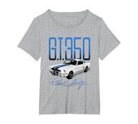 Carroll Shelby Auto White and Blue G.T.350 T-Shirt, Women's Plus, Heather Grey, 5X