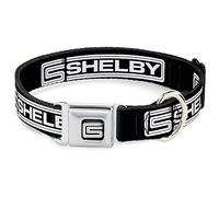 Carroll Shelby CS Shelby Racing Logo Block Dog Collar, Black/White, 38 to 61 cm, Width 2.5 cm