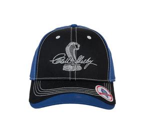 Carroll Shelby® Multimedia Blue Baseball Cap - Standard Pre-Curved Visor - One-Size Fits All Snap Closure - Six Panel Chino Twill Hat, Pre-Curved Visor - Officially Licensed Product, Blue, One size