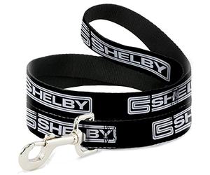 Carroll Shelby Pet Leash, Dog Leash, Carroll Shelby CS Shelby Racing Logo Block Black White, 6 Feet Long 1.5 Inch Wide