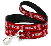 Carroll Shelby Pet Leash, Dog Leash, Shelby Box Logo and Super Snake Cobra Red White, 4 Feet Long 1.5 Inch Wide
