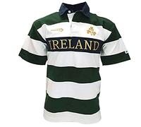 Carrolls Irish Gifts Ireland Bottle/White/Gold Striped Short Sleeve Rugby Shirt (XX-Large)