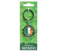 Carrolls Irish Gifts Lucky Irish Tri Colour Shamrock Spinner Keychain