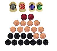 Carrom Board Wooden Coins and Tournament Striker Professional Set, ( 24 Carrom Board Pieces + 4 Striker Random Design with Case) - White/Red/Black