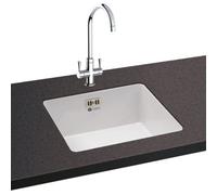 Carron Phoenix Waterford 100 1-Bowl Ceramic Undermount Sink With Waste, White Gloss, 450 X 475mm