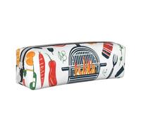 Carrot and Pepper Over Fire Pencil Case Portable Cylindrical Pencil Pouch with Zipper Leather Cosmetic Pouch Bag