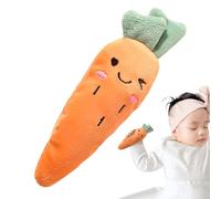 Carrot & Banana Babÿ Plush Toy - Developmental Hand Held Soothing Toy with Sleep Band | Soft Velvet Hand Grip Rattle for Infānt & Tõddler Sleep | Fine Motor Skills Sensory Play Activity
