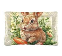 Carrot Bunny Rabbit Happy Easter Washable Dog Beds Crate Pad Non-Slip Soft Comfortable Kennel Pad for Medium/Large Dogs 36" x 24"