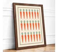 Carrot Grid Botanical Framed Wall Art Print A2 (59.4×42cm) Walnut, Wall Decor for Living Room, Bedroom, Office & Home, Ready to Hang, Art Gift