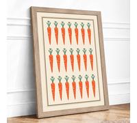 Carrot Grid Botanical Framed Wall Art Print A4 (29.7×21cm) Oak, Wall Decor for Living Room, Bedroom, Office & Home, Ready to Hang, Art Gift