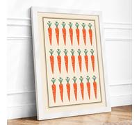 Carrot Grid Botanical Framed Wall Art Print A4 (29.7×21cm) White, Wall Decor for Living Room, Bedroom, Office & Home, Ready to Hang, Art Gift