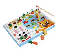 Carrot Harvest Game, Magnetic Fishing Puzzle, Wooden Sorting Toy with Color Pieces and Peg Board, Educational Activity for Kids, Early Learning, Home, Entertainment, 12.01x8.86x0.98 Inches