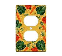 Carrot Kitchen Duplex Outlet Covers Wall Plate, Rustic Organic Bells Pepper Leafy Greens Harvest Yellow Plastic Standard Size Decorative Receptacle Outlet Covers for Home Bedroom Office Decor