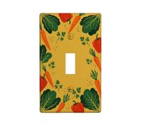 Carrot Kitchen Single Light Switch Cover Plate, Rustic Organic Bells Pepper Leafy Greens Harvest Yellow Plastic Standard Size Switch Plate Decorative for Home Living Room Bedroom Decor (Single)