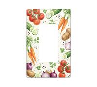 Carrot Kitchen Single Rocker Light Switch Cover, Farmhouse Rustic Tomatoes Cucumber Harvest Green Plastic Standard Size Decorative Wall Plates for Home Living Room Bedroom Bathroom Decor