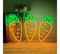 Carrot Neon Sign Triple Carrot Cluster Neon for Festive Easter & Garden LED Wall Decor Vegetable ShopLight Carrot Lover Gift Garden Decor Sign