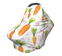 Carrot Nursing Cover 360° Full Coverage Heart Stretch Scarf for Breastfeeding and Car Seat Cover Fit for Most Pushchairs and Prams