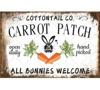 Carrot Patch All Bunnies Welcome Aluminum Sign Rabbit Easter Day Wall Art Plaque Carrot Wall Decor Carrot Metal Aluminum sign 30x40 CM
