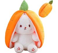 Carrot Rabbit Plush Toy, Cute Big Floppy Ear Bunny Toys, Transformed into Little Rabbit Fruit Doll Plush Toy, Bunnies in Carrot Purse, Birthday and Children's Day Gifts for Boys and Girls (18cm)