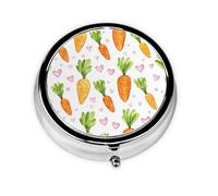 Carrot Small Pill Box 3 Compartment Portable Pill Box for Purse Pocket Heart Mini Medicine Organiser for Daily Vitamin Fish Oil Storage