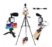 Carrotech Vlogging Kit for iPhone, Vlogging kit for Android Phone,YouTube Starter Kit with Two Tripods Light Microphone Remote and Jack Adapter