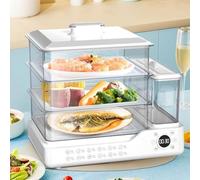 Carroterr 3 Tier Electric Food Steamer for Cooking, Vegetable Steamer With Baskets, The Visual Panel Hot Food Heater, 12h Appointment, And Independent Water Tank for All Homes