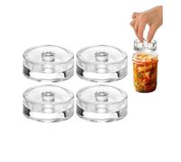 Carroterr 4 Pack Glass Fermentation Weights With Grip Handle, Fermentation Weights, Easy Grip Handle for Wide Mouth Mason Jars, Glass Weights for Fermenting