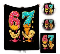 Carroterr 67 Ice Cream Drip Meme Funny Teen Six Seven Slang Math Throw Blankets, Flannel Throw Blankets for Travel Camping Sofa Living Room Decor Blanke