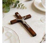 Carroterr 8" Crucifix Wall Cross, Hanging Wall Crucifix Cross, Catholic Wooden Jesus ChristCross for Walls or Prayer Room, Solid Wood Home Decor for Offices Living Rooms Bedrooms