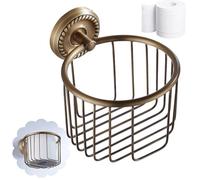 Carroterr Brass Antique Toilet Roll Holder, Wall Mounted Bathroom Roll Tissue Wire Basket, Modern Roll Tissue Holder for Bathroom, Toilet Paper Basket, Tissue Paper Roll Dispenser for Bathroom