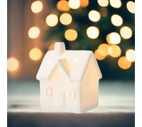 Carroterr Ceramic Christmas Figurines Set with LED Lights, Ceramic Christmas Decorations, Snowman Tree Car Gift Ornament, Small Tabletop Ornaments for Home, Office & Miniature Landscape