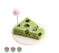 Carroterr Cheese Shaped Cat Scratch Puzzle Enrichment Box, Felt Cheese Toy with Balls & Spring Teaser, Pet Cat Games Self Play Fun Exercise Hide Seek Moving CatToy, Interactive CatToy Puzzle Toys