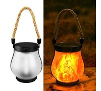 Carroterr Flickering Flame Solar Lanterns, Dancing Flame Solar Lantern Outdoor Lights, Automatic Light Sensor, Waterproof Hanging Lantern for Pathway Yard Patio Porch Garden Decor