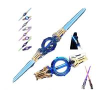 Carroterr Light Up Sword, Fire Spin Sword Double-Edged Lightsaber, 7 Colors Expandable Light Swords Toys with FX Sound and Realistic Handle, Cool Role-Play Costume Party Decor Christmas Birthday Gift