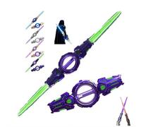 Carroterr Light Up Sword, Fire Spin Sword Double-Edged Lightsaber, 7 Colors Expandable Light Swords Toys with FX Sound and Realistic Handle, Cool Role-Play Costume Party Decor Christmas Birthday Gift