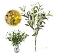 Carroterr Twinkling Tree Olive Vine, Lighted Olive Branches for Vases, Faux Vine Lights Artificial Greenery Garland, Prelit Tree Branch for Home Wedding Indoor Outdoor Spring Decorations