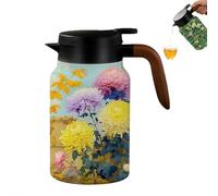 Carroterr Vintage Floral Pattern Teapot, Built-in Infuser,LargeTeapot with Infuser, Upgrade tea leaf holder and Lid, Vintage Floral Teapot Stainless Steel Thermal Carafe, for Home Office
