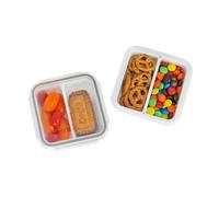 carrotez 2 Compartment Snack Containers, Small Food Storage Containers, Small Snack containers with Airtight lids for Mini Fridge, Stackable, Reusable, 2 PACK