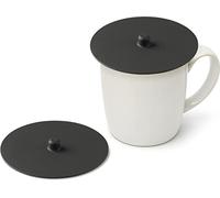 Carrotez 2 Pack Silicone Cup Cover Lids, 4.3 Inch Mug Covers, Reusable Silicone Coffee and Tea Cup Lids - Black